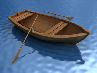 Obraz premium Wooden boat with oars