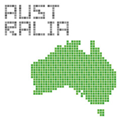 Fototapeta na wymiar オーストラリアのドット地図(グリーン)