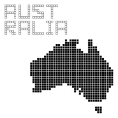 Fototapeta na wymiar オーストラリアのドット地図(黒)