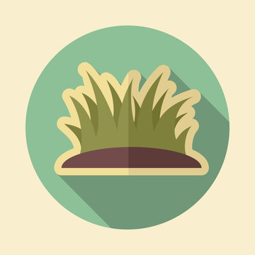 Grass retro flat icon with long shadow