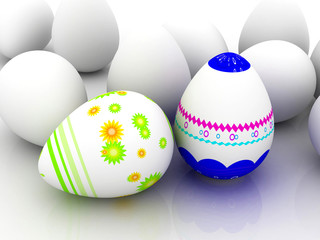 Group of 3d Eggs with Easter Eggs