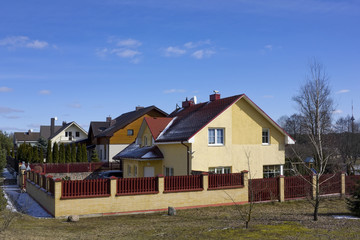 Obraz premium spring time in the modern European village