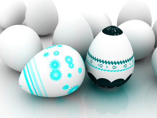 Group of 3d Eggs with Easter Eggs