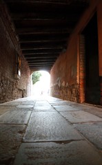 porch in red brick in venice italy
