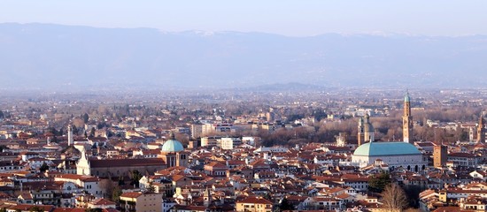 Vicenza, Italy, Panorama of the city and the houses of the downt