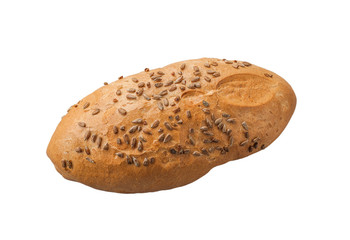Loaf of rye bread sunflower seeds  isolated