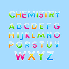 Test tubes & Chemistry alphabet colorful font style.