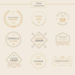 Vintage labels denim typography, t-shirt graphics, vectors