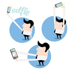 Taking Selfie Photo on Smart Phone concept