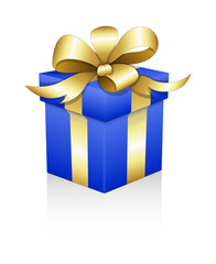 Golden Ribbon Wrapped Gift Box