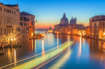 Obraz na płótnie Canvas The beautiful night view of the famous Grand Canal in Venice, It