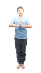 Young boy doing yoga