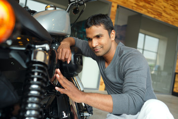 Fototapeta na wymiar Repairing motorcycle