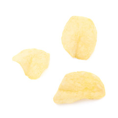 Yellow potato chips isolated