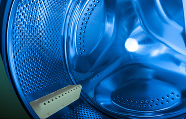interior view of the washer in blue with white detail