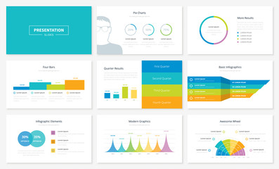 Infographic presentation slide templates and vector brochures - obrazy, fototapety, plakaty