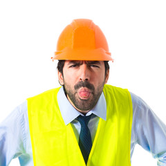 workman doing a joke