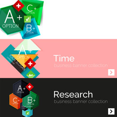 Flat design paper infographic banner set