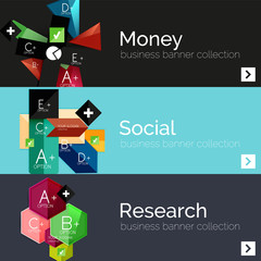 Flat design paper infographic banner set