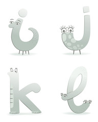 Animalphafabet gray, IJKL Is it a letter or an animal?