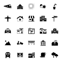 Real estate icons on white background
