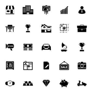 Asset and property icons on white background