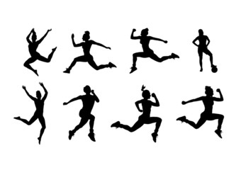 Silhouette of people working out vector
