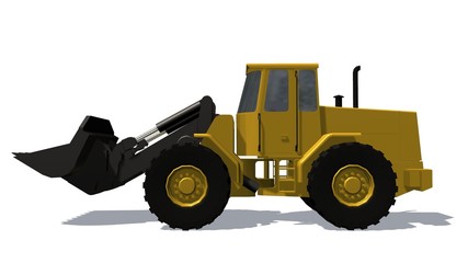 Wheel loader bulldozer isolated on white background