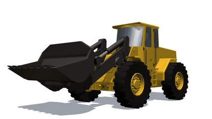 Wheel loader bulldozer isolated on white background