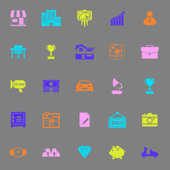 Asset and property icons on gray background