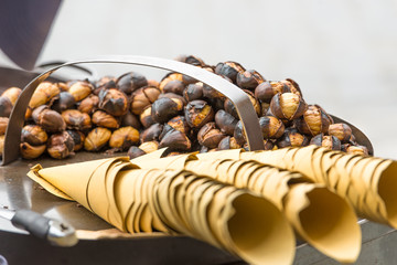 Roasted chestnuts at street vendor