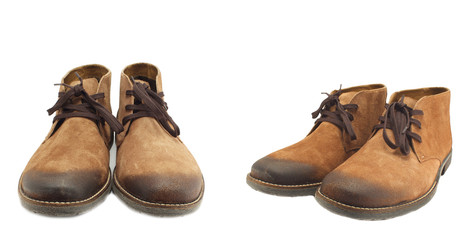 collection of leather shoes for men and women,isolated on white 