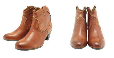 collection of leather shoes for men and women,isolated on white 