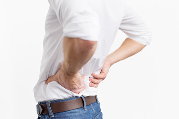 Young man having back pain