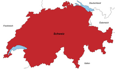 Schweiz in rot (beschriftet)