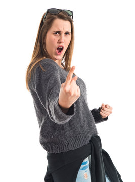 Girl shouting and pointing