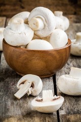 raw fresh mushrooms in  the bowl