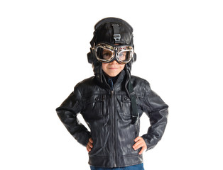 Kid dressed as aviator