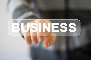 Businessman touch button interface business communication
