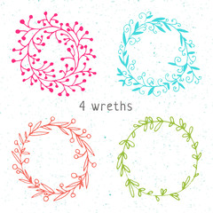 Obraz premium Doodle floral wreaths
