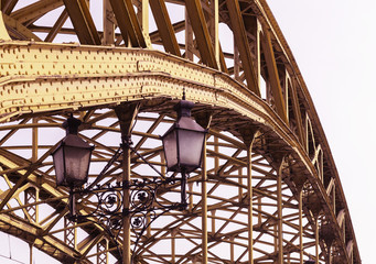 Decorative lamps hanging from bridge