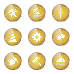 Construction Tools Yellow Vector Button Icon Design Set 2