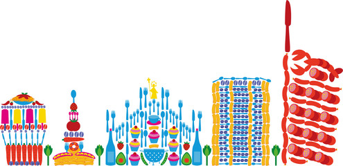 Milan skyline composed by food for the Expo 2015
