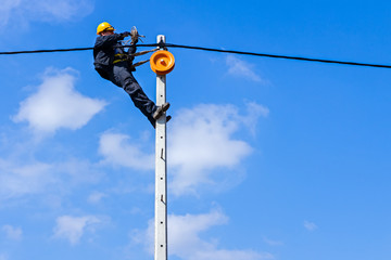 Work on a pole