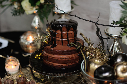 Chocolate Wedding Cake On A Platter