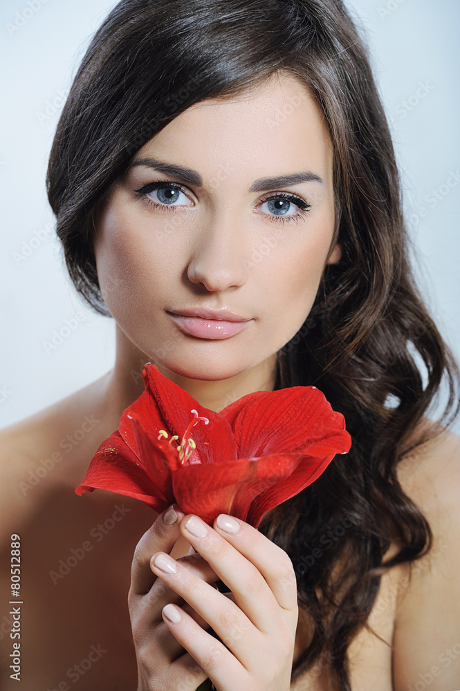 Poster Beauty girl with fresh health skin and natural makeup