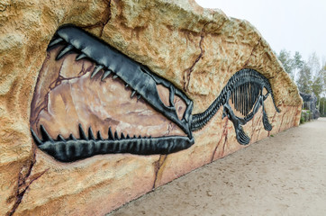 Tyranosaurus Rex Skeleton in the rock