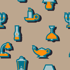 Seamless background with different lamps