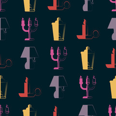 Seamless background with different lamps
