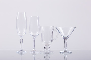Different types of glasses for alcohol drink